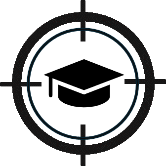 Our Services/Icon of Gun Sight with Graduation Cap in Center