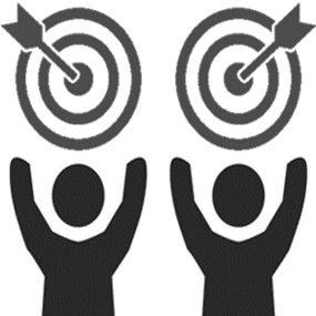 Icon of Two People Holding Up Targets